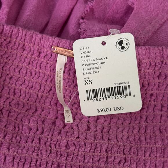 Free People Make Waves Top Womens XS Crop Flowy Beachy Boho Festival Pink NEW - Picture 3 of 9